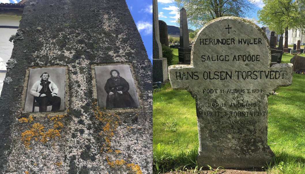 Til venstre: Fotografi på gravminnet etter ordfører Halvor Nilsson Tvedten (1834-1901) og Ronnaug Kittilsdatter (1813-1902). Han har på seg gråkufte. Hun har på seg beltestakk. Begge er tidstypiske drakter fra Bø fra siste del av 1800-tallet. Til høyre: Spesiell type gravminne med bred midtstolpe og smalere tverrstolpe. Gravminnet er utformet i lokal steintype og finnes mest sannsynlig ingen andre steder enn i Bø. Til venstre: Fotografi på gravminnet etter ordfører Halvor Nilsson Tvedten (1834-1901) og Ronnaug Kittilsdatter (1813-1902). Han har på seg gråkufte. Hun har på seg beltestakk. Begge er tidstypiske drakter fra Bø fra siste del av 1800-tallet. Til høyre: Spesiell type gravminne med bred midtstolpe og smalere tverrstolpe. Gravminnet er utformet i lokal steintype og finnes mest sannsynlig ingen andre steder enn i Bø.