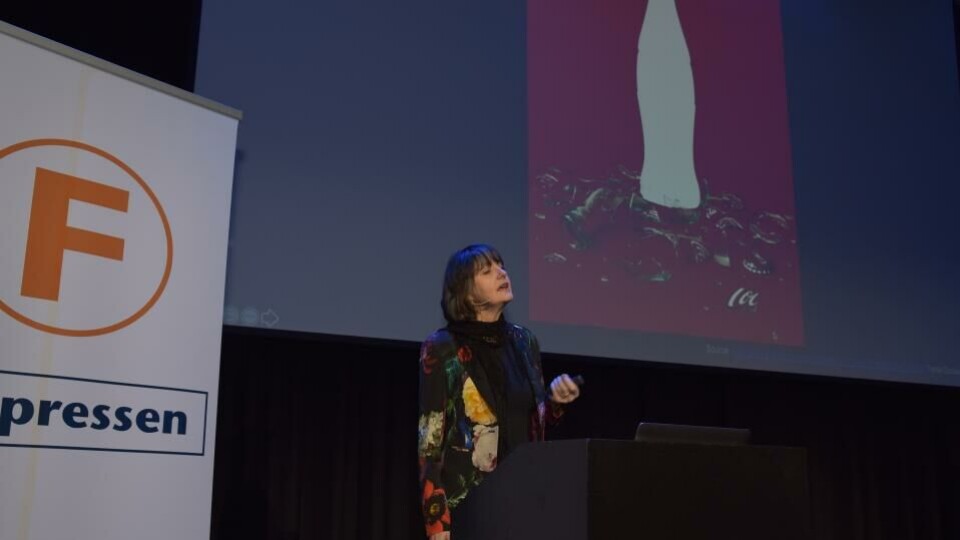 Monna Nordhagen holdt hovedforedraget på Fagpressedagen 20. november 2019. (Foto: BN).
