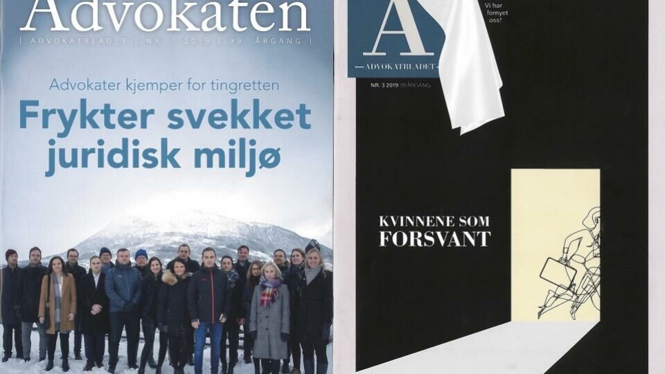 Nyoppusset og klar: Advokatbladet i ny drakt til høyre.
