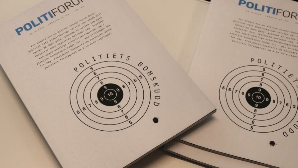 Politiforum er nominert i klassen 'Årets cover' for denne forsiden fra oktober 2023. (Foto: Politiforum).