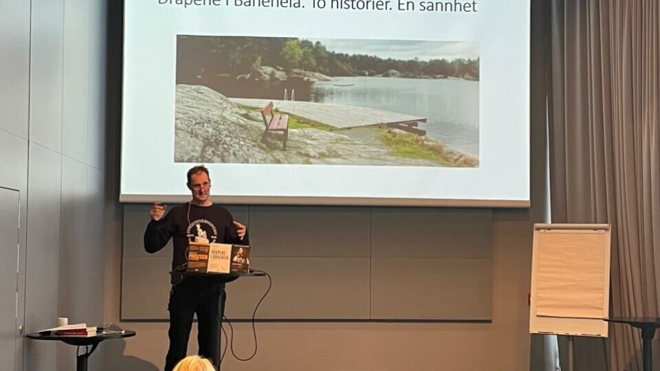 Journalist og forfatter Bjørn Olav Jahr snakket om sitt arbeid med Tengs-saken og Baneheia-saken på PUFF-konferansen fredag morgen. (Foto: BN).