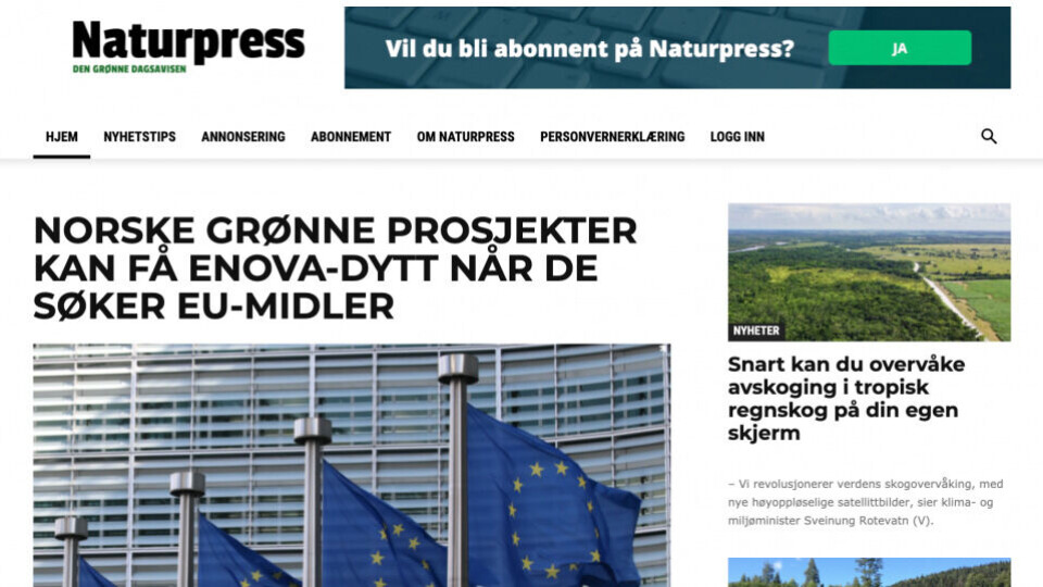 Skjermdump fra Naturpress.no.