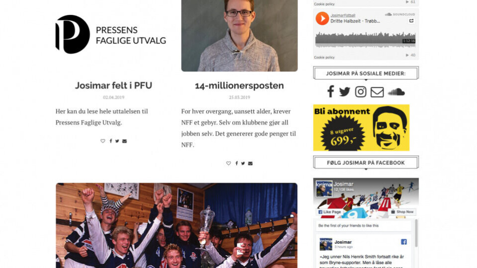 Skjermdump fra josimar.no