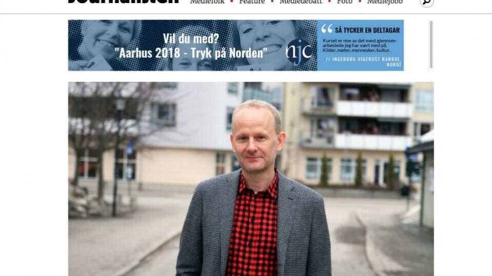 Ny redaktør og nye nettsider i Journalisten. (Skjermdump).