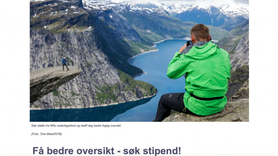 Skjermdump fra NRs nettsted.
