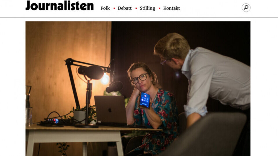 Samarbeidet mellom fagbladet Journalisten og podkasten 'Tut og mediekjør' er lagt på is, skriver redaktør Roger Aarli-Grøndalen. Han vil ha Journalistens nye styre med på en strategisk diskusjon først. (Skjermdump fra Journalisten).
