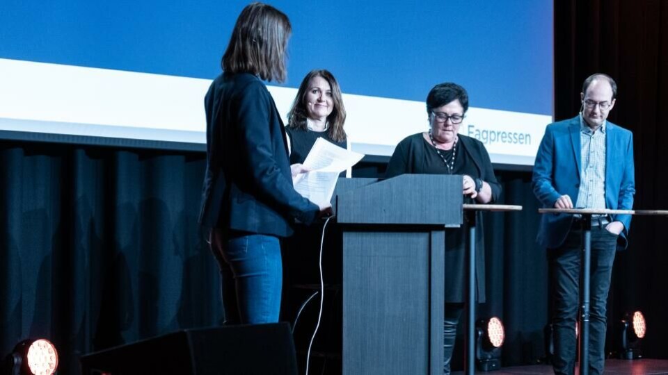 Reidun Kjelling Nybø, Tove Lie og Stian Eisenträger diskuterte hva som må til for at fagmedier skal kunne vinne noen av de store prisene. (Foto: Vanesa Alickaj/TENK).