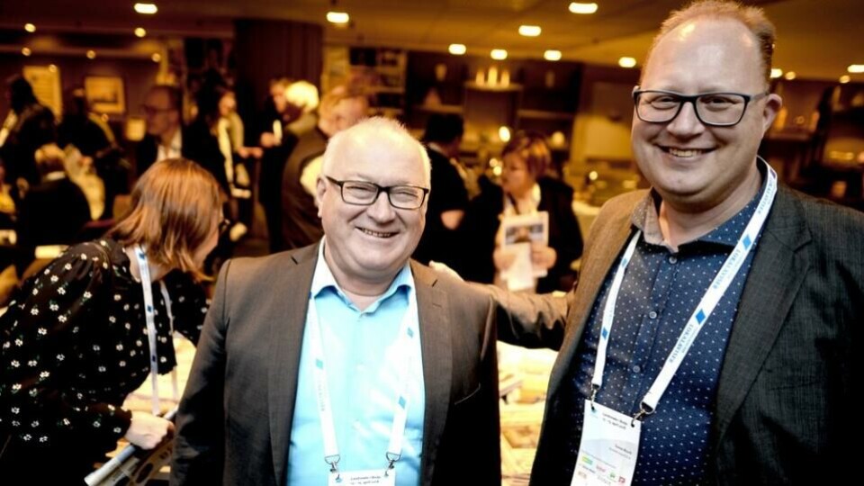 Avtroppende og påtroppende generalsekretær i LLA: Rune Hetland, t.v., gir seg etter 25 år, Thomas Bruvik overtar. (Foto: Gard L. Michalsen).