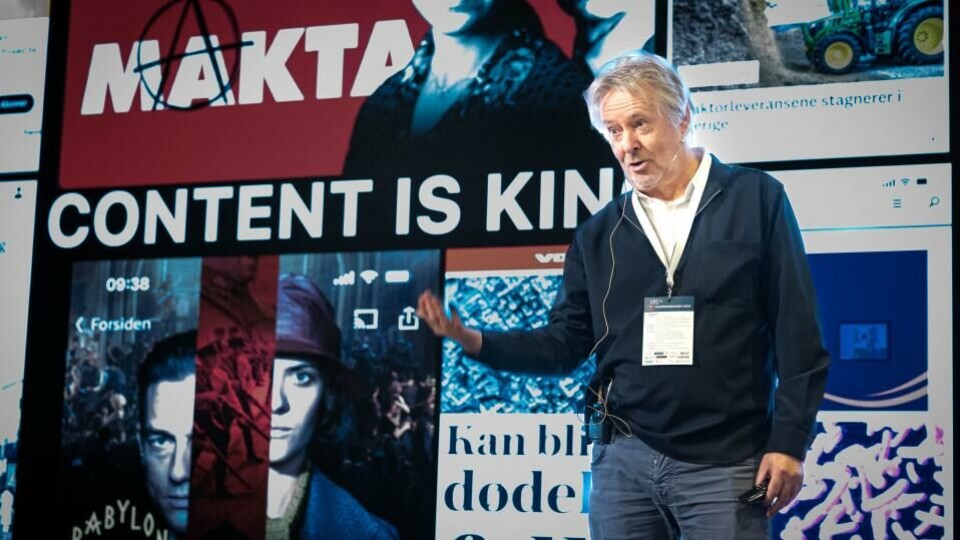 – NÅ er det sant at 'content is king'. Alle de andre gamle fordelene er utlignet. Så sørg for at det unike innholdet ditt, treffer meg! sa Torry Pedersen på Fagpressedagen. (Foto: Alf Simensen/NTB).