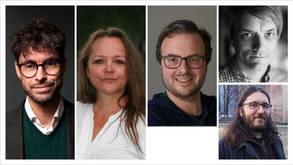 Fem redaktører fra musikkfeltet har undertegnet et felles innspill til det regjeringsoppnevnte Musikkutvalget. Brand Barstein, til venstre, er initiativtaker. (Foto: Ballade/Folkemusikk/Kontekst/Jazznytt).