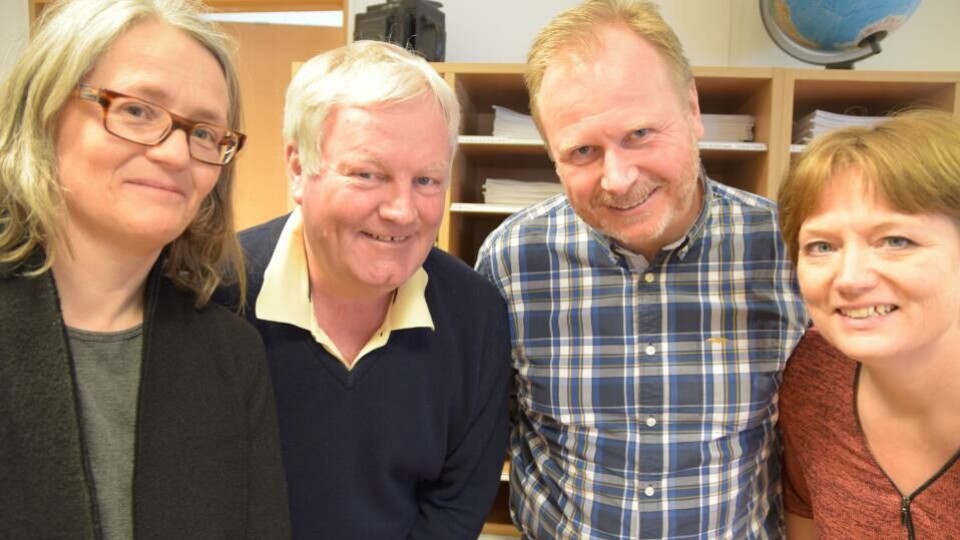 Styret i Fagpressens redaktørforum, fra venstre Cathrine Th. Paulsen, Jan E. Espelid, nyvalgt leder Ivar Kvistum og Mona Askerød. Karoline K. Åbyholm sitter også i styret. (Foto: BN).
