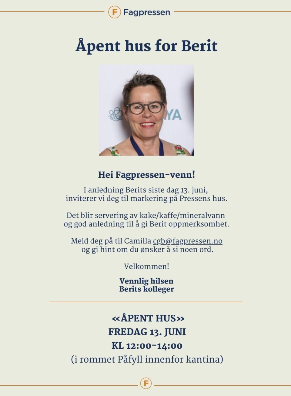 Åpent hus for Berit - markering 13. juni