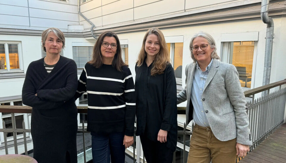 Redaksjonen i Magasinet Psykisk helse fotografert i november i fjor. Fra venstre: Lise Myhre (layout), Liz Buer (journalist), Marit Sunnanå Aalrust (journalist) og Cathrine Th. Brundell (redaktør). Foto: Charlotte Lundgren